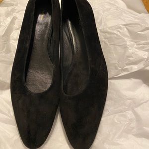 the row black suede flats